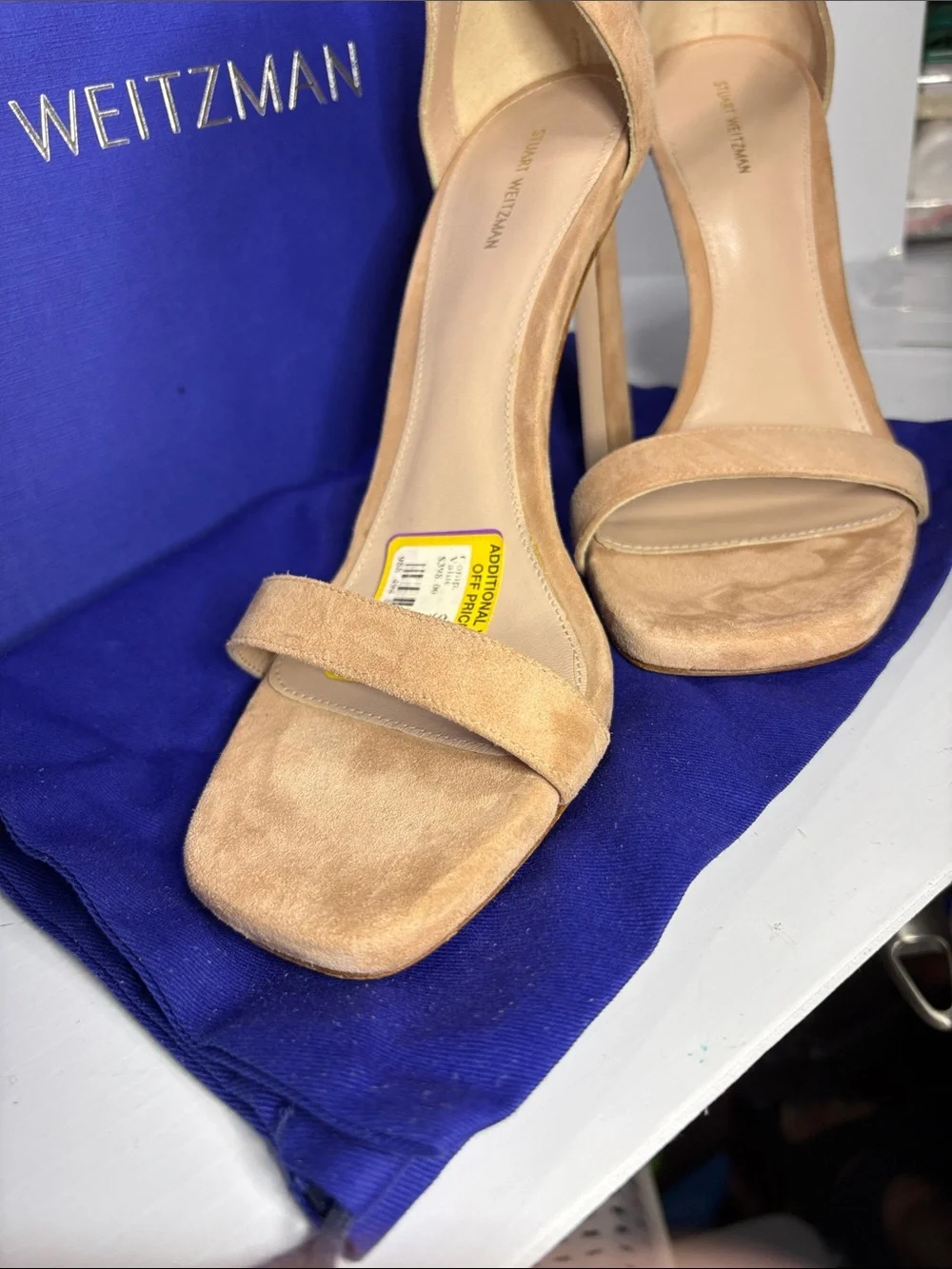 NWT Stuart Weitzman Tan Suede‎ Ankle-Strap Stiletto Sandals 7.5